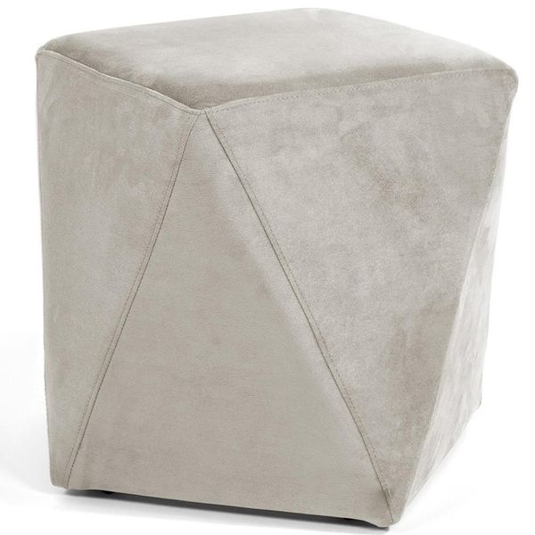 Puff Decorativo Para Sala de Estar Ametista D02 Veludo Bege C-309 - Lyam Decor Puff Decorativo Para Sala de Estar Ametista D02 Veludo Bege C-309 - Lyam Decor