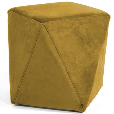 Puff Decorativo Para Sala de Estar Ametista D02 Veludo Mostarda C-279 - Lyam Decor