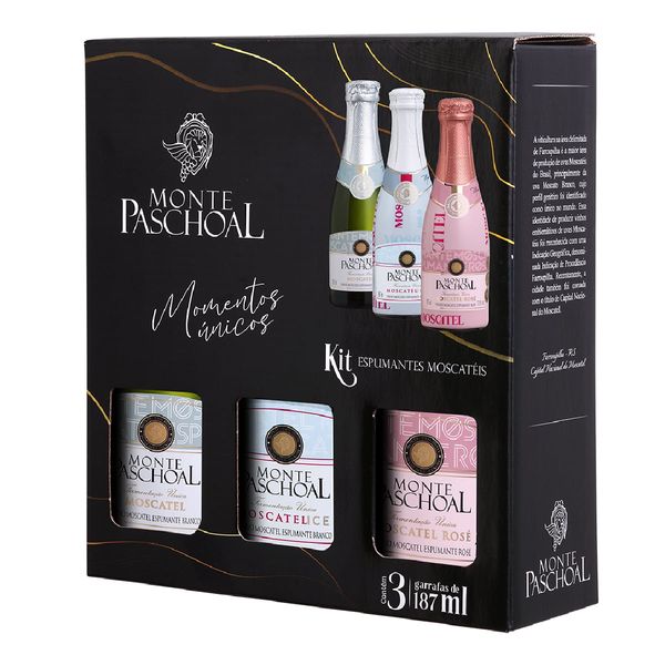 KIT MINI ESPUMANTES MONTE PASCHOAL MOSCATEIS 3X187ML