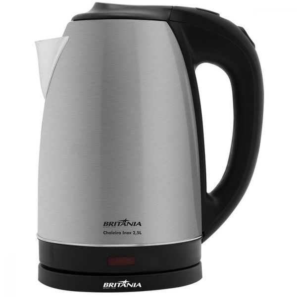 Chaleira Inox 2,5 Litros Prata com Preto Britânia 127V