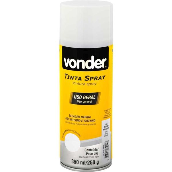 Tinta Spray Branco Brilhante 350ml/250g Vonder