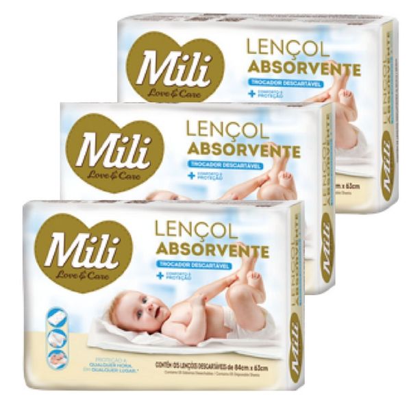 Trocador Descartável Mili Love & Care  3 Pacotes c/ 5 unidades