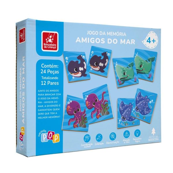 Jogo da Memória Amigos do Mar - Brincadeira de Criança