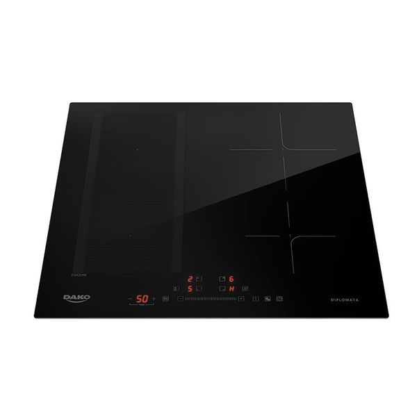 Cooktop De Indução 4 Bocas Preto Com Zona Flexível Dako Diplomata 220V