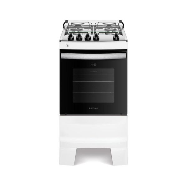 Fogão 4 Bocas Branco Com Mesa Inox Atlas Agile Up Bivolt