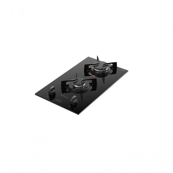 Cooktop 2 Bocas Preto Mesa De Vidro Atlas U Top Bivolt