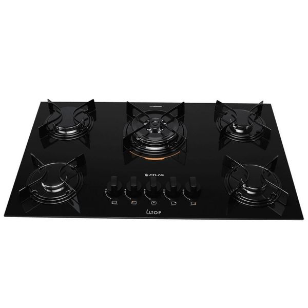 Cooktop 5B Preto Com Mesa De Vidro Atlas U Top Bivolt