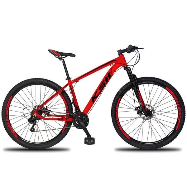 Bicicleta Aro 29 Ksw 18v Absolute Hidráulica Trava K7 11-40 - Vermelho-preto - 19