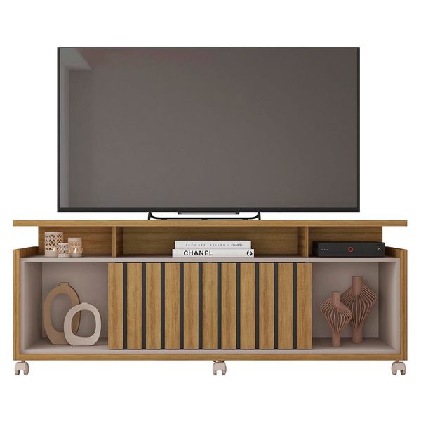 Rack Bancada para Tv até 65 Polegadas 1 Porta Oasis Caemmun Lamina Mel/Cacao