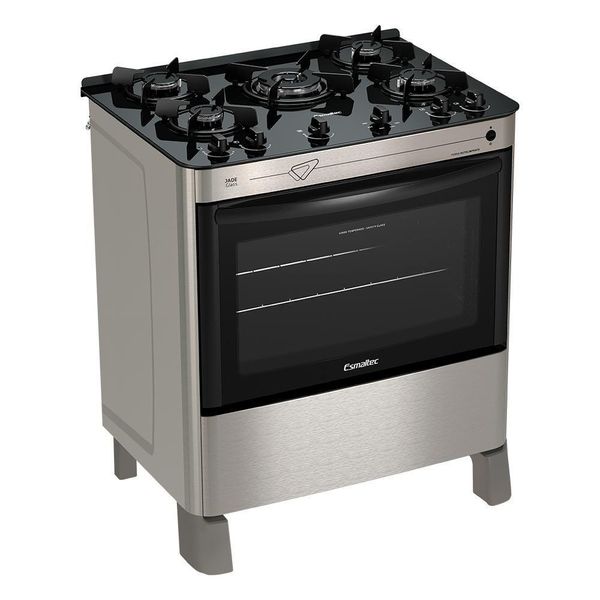 Fogão Esmaltec Jade Glass 5 Bocas Inox Com Forno Autolimpante E Acendimento Automático Bivolt