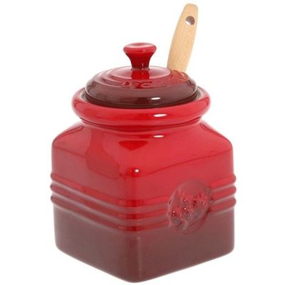 POTE PARA GELEIA LE CREUSET EM CERÂMICA PREMIUM COM COLHER VERMELHO 91020000060000