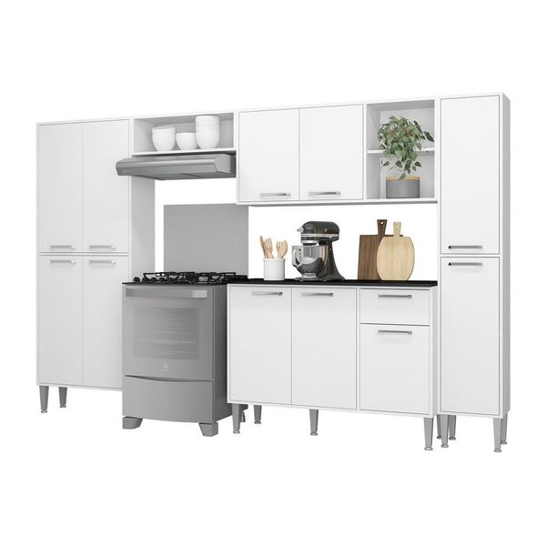 Cozinha Compacta Multimóveis Xangai Classic Fg3156 Com Armário E Balcão Branca