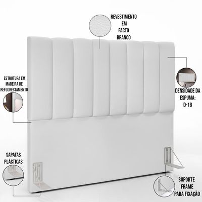 Cabeceira Cama Box Casal 140 cm Dália W01 Facto Branco - Lyam Decor