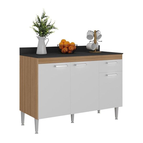 Balcão De Cozinha 120cm Gabinete Para Pia Paris Multimóveis Mp2233 Rustic-branco Rustic-branco