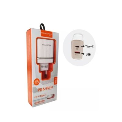 Carregador Turbo - 1 Usb + 1 Tipo C- Hmaston - 3.1 A - Y41-3
