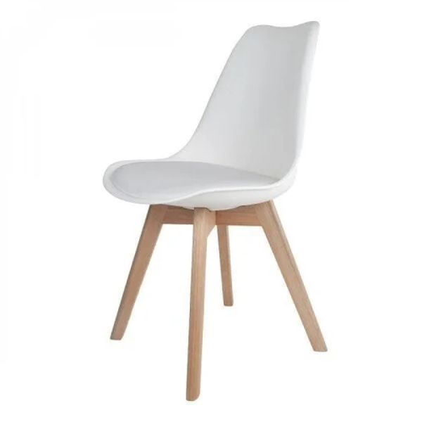 Cadeira Leda Branca - Charles Eames Wood com Almofada