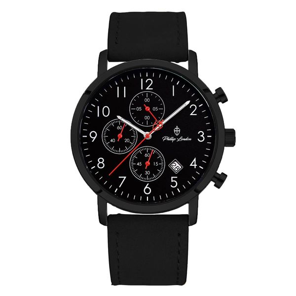 Relógio Phillip London Masculino Ref:Pl80309612m Pr N Cronógrafo Black