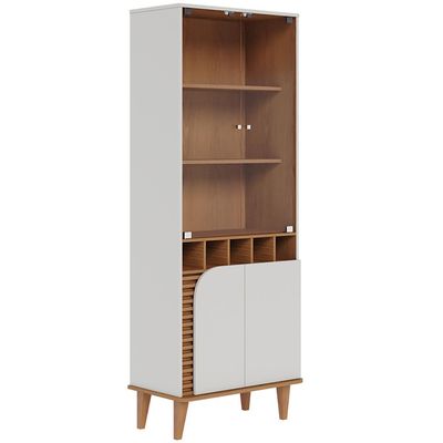 Cristaleira Para Sala de Jantar Bar Adega 4 Portas Julia C04 Off White Matte Freijó - Lyam Decor