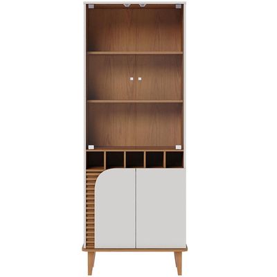 Cristaleira Para Sala de Jantar Bar Adega 4 Portas Julia C04 Off White Matte Freijó - Lyam Decor