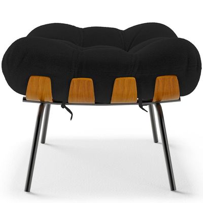 Puff Decorativo Sala de Estar Costela L02 Bouclê Preto - Lyam Decor