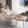 Poltrona Costela L02 com Puff Sala de Estar Suede Bege  - Lyam Decor
