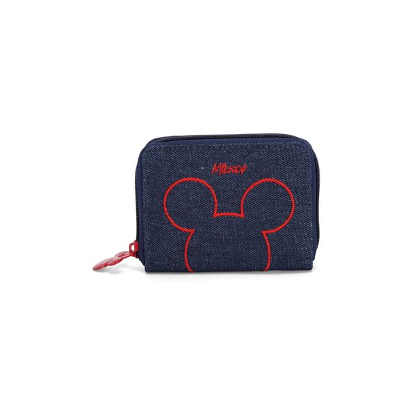 Carteira Feminina Zíper Pequena Mickey Mouse NC14615MK Jeans Azul