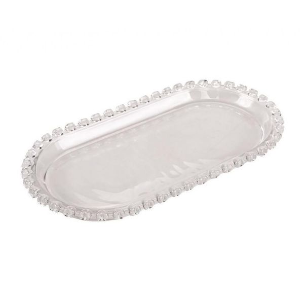 Travessa Oval de Cristal Borda Coração 25 cm - Lyor
