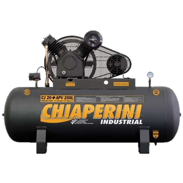 Compressor Chiaperini CJ 20+ APV 250 Litros 175 Libras 5 cv Trifásico Compressor Chiaperini CJ 20+ APV 250 Litros 175 Libras 5 cv Trifásico