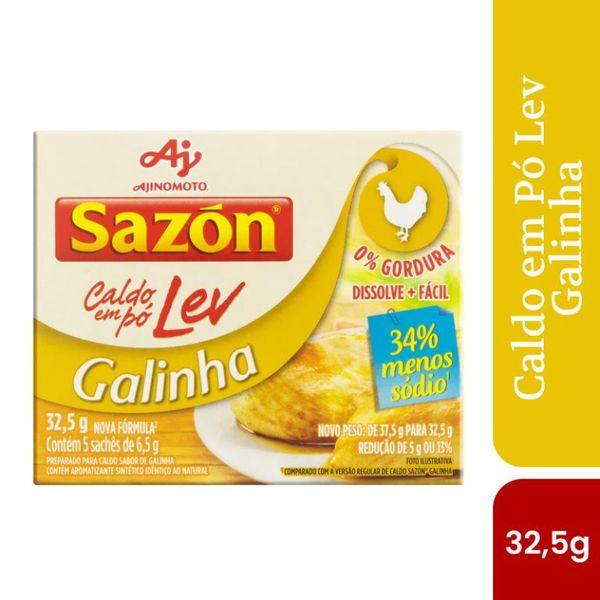Caldo em pó sazón® lev sabor galinha 32,5g