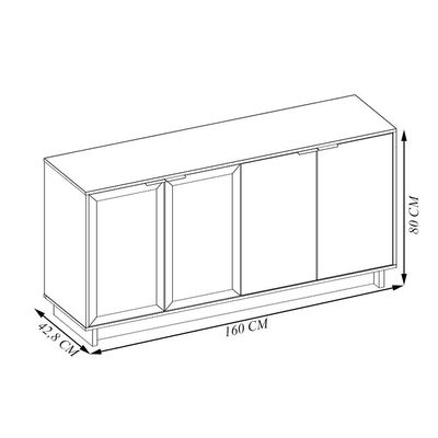 Buffet Aparador Decorativo 160cm Gunga Off White/Freijó G73 - Gran Belo
