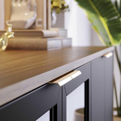 Buffet Aparador Decorativo 160cm Gunga Noce/Preto G73 - Gran Belo