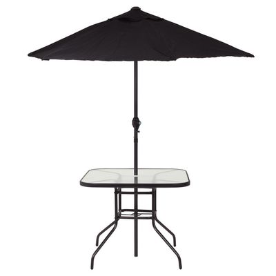Conjunto De Jardim Chicago Preto Com Ombrelone Mor Life