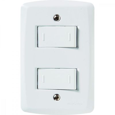 Conjunto 4x2 com 2 Interruptores Paralelos 10 A 250 V Tramontina Lux2 Branco