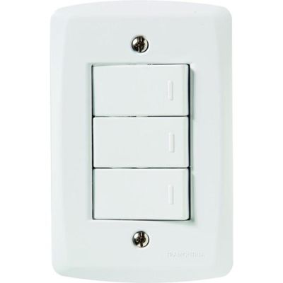 Conjunto 4x2 com 3 Interruptores Simples 10 A 250 V Tramontina Lux2 Branco