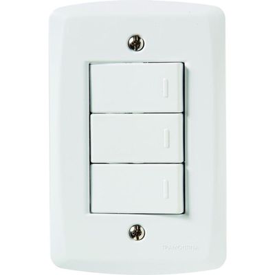 Conjunto 4x2 com 3 Interruptores Simples 10 A 250 V Tramontina Lux2 Branco