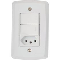 Conjunto 4x2 com 2 Interruptores Simples 10 A 250 V e 1 Tomada 2P+T 20 A 250 V Tramontina Lux2 Branco