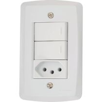 Conjunto 4x2 com 2 Interruptores Simples 10 A 250 V e 1 Tomada 2P+T 20 A 250 V Tramontina Lux2 Branco