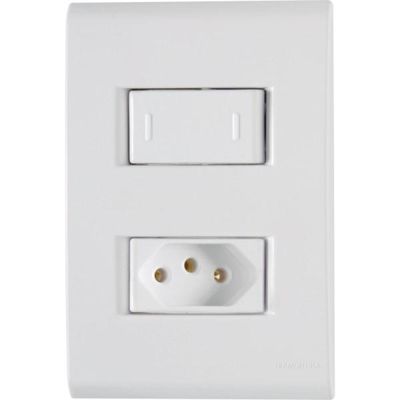 Conjunto 4x2 com 1 Interruptor Paralelo 10 A 250 V e 1 Tomada 2P+T 10 A 250 V Tramontina Liz Branco