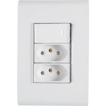 Conjunto 4x2 com 1 Interruptor Simples 10 A 250 V e 2 Tomadas 2P+T 20 A 250 V Tramontina Liz Branco