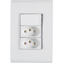 Conjunto 4x2 com 1 Interruptor Simples 10 A 250 V e 2 Tomadas 2P+T 20 A 250 V Tramontina Liz Branco