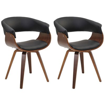 Kit 02 Cadeiras Decorativas para Sala de Jantar Ohana Fixa PU Preto G56 - Gran Belo
