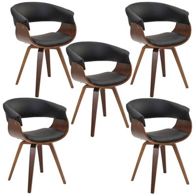 Kit 05 Cadeiras Decorativas para Sala de Jantar Ohana Fixa PU Preto G56 - Gran Belo