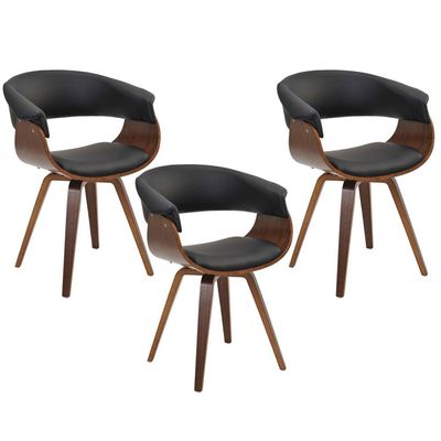 Kit 03 Cadeiras Decorativas para Sala de Jantar Ohana Fixa PU Preto G56 - Gran Belo