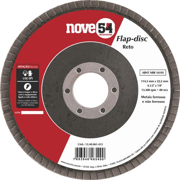 Flap Disc 4.1/2  G120 Costado Fibra Reto Para Aço Carbono -