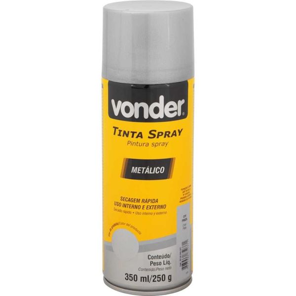 Tinta Spray Acrílica Prata Metálico 350ML/250G Vonder