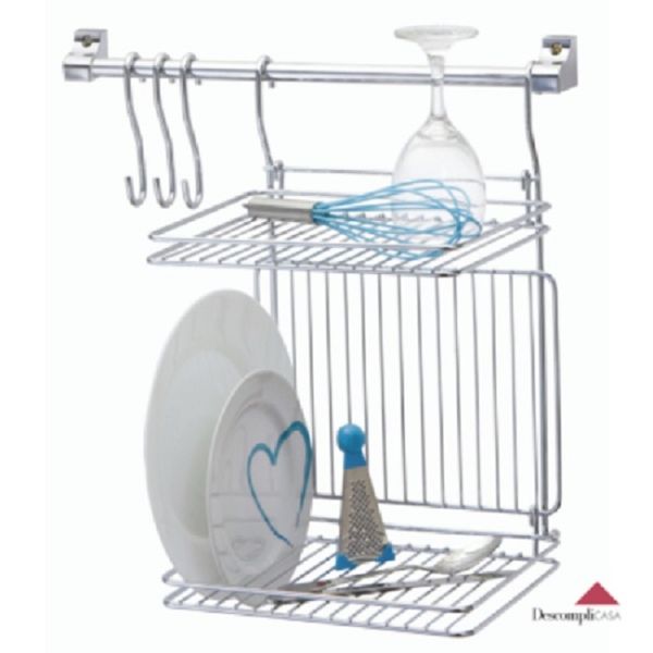 Escorredor de Louça Suspenso Organizador Cozinha de Parede com Ganchos