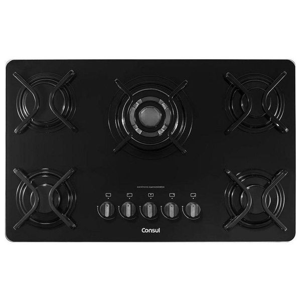 Cooktop Consul 5 Bocas Quadrichama à Gás Preto CDD75AEUNA Bivolt