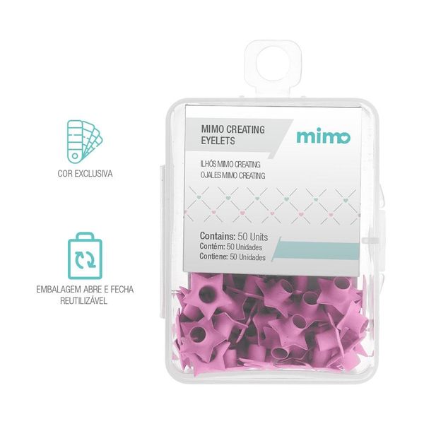 Ilhós Mimo Creating - Estrela - Rosa Candy - 4,5 mm - 50 Unids