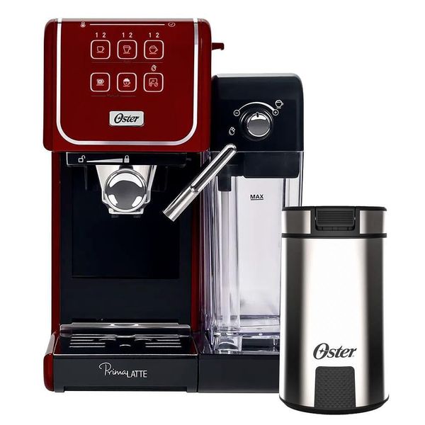 Kit Cafeteira Primalatte Touch Red E Moedor De Café Oster - 127v 127v