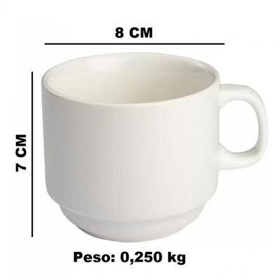 Xícara De Chá Empilhável 200 ml Porcelana Branca Bar e Hotel